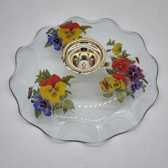 Vintage James Clarke & Sons Glass Stoke On Trent England Pedestal Serving Plate - Picture 3 of 5